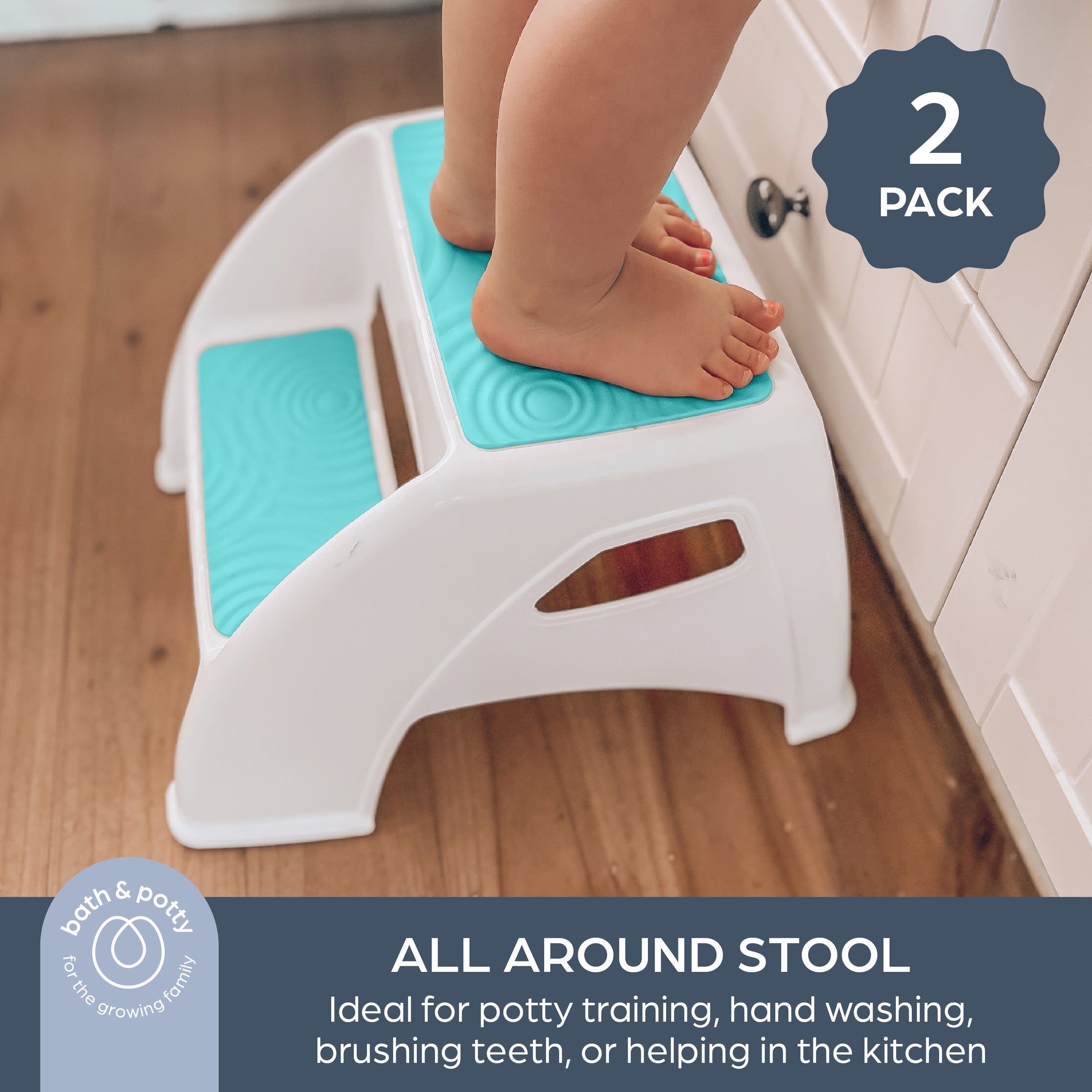 Toddler & Me 2 Step Stool (Aqua, 2 Pack)