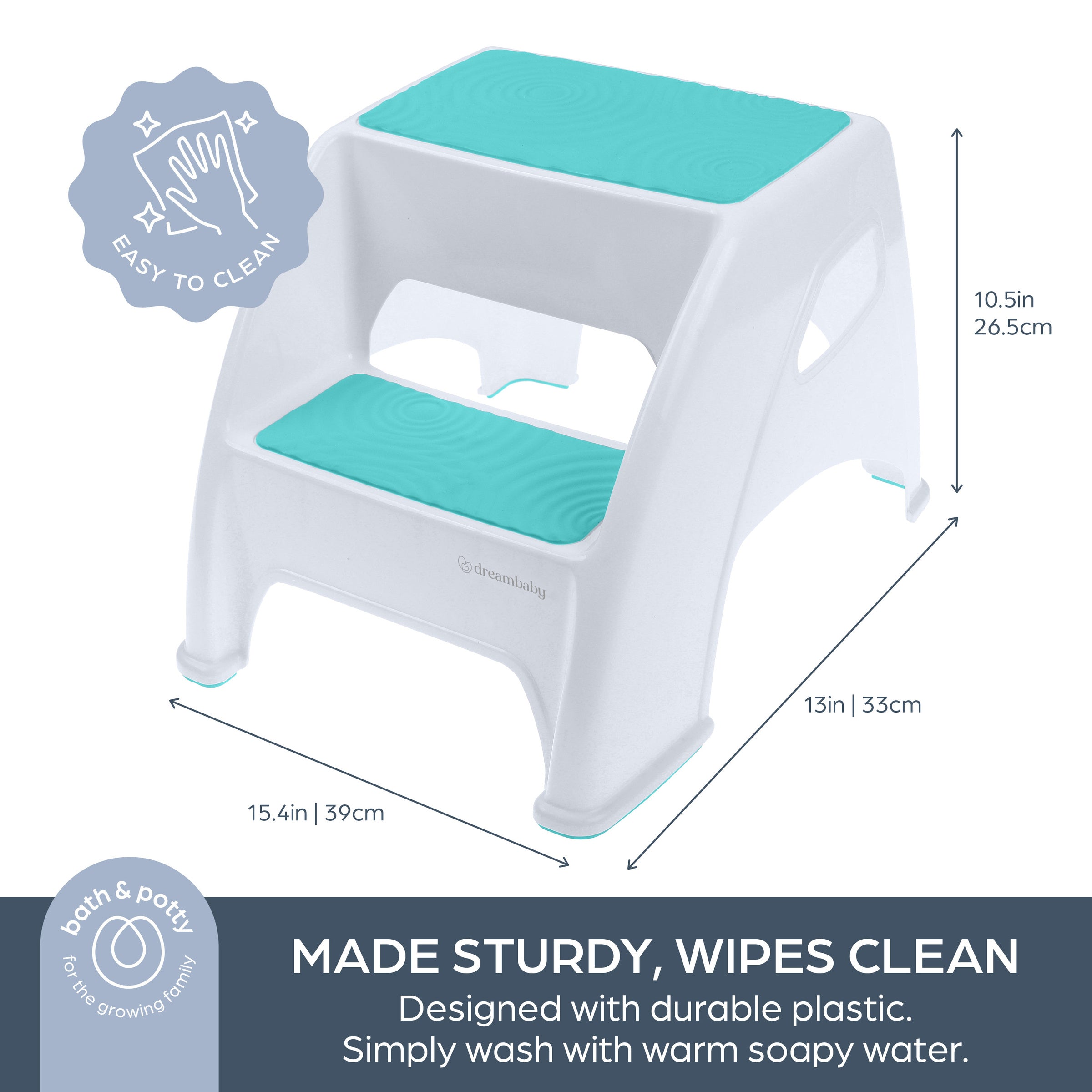 Toddler & Me 2 Step Stool (Aqua, 2 Pack)