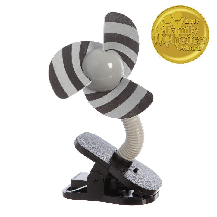 Clip On Fan - Grey And Silver Stripe