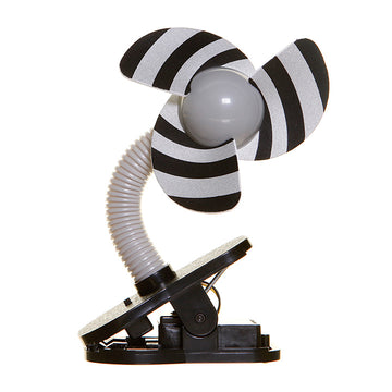 Clip On Fan - Grey And Silver Stripe